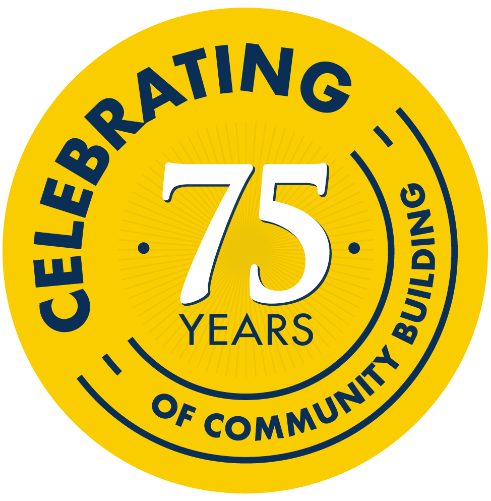 Celebrating 75 years of community building Badge